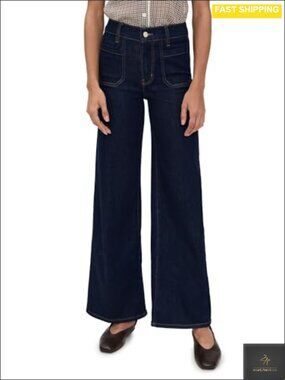 Mid-Weight Stretch Denim Palazzo Jeans Wide Leg 31" Inseam